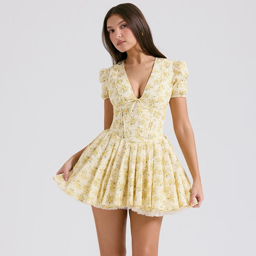 House of cb Imani dress in buttercup vintage